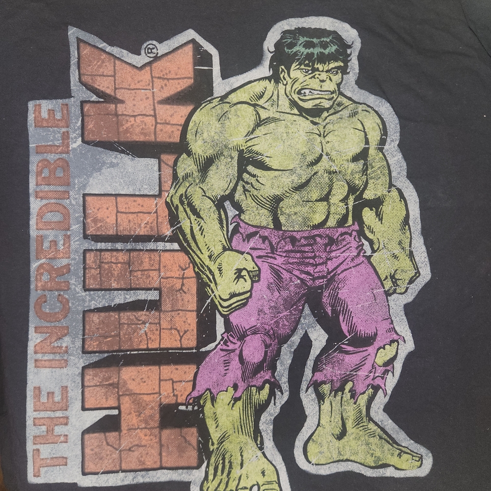Marvel The Incredible Hulk Black Graphic Tee with Green and Purple Print